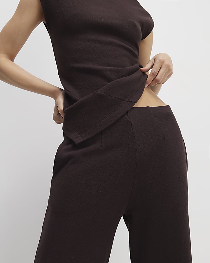 River Island Brown Cosy Wide Leg Trousers