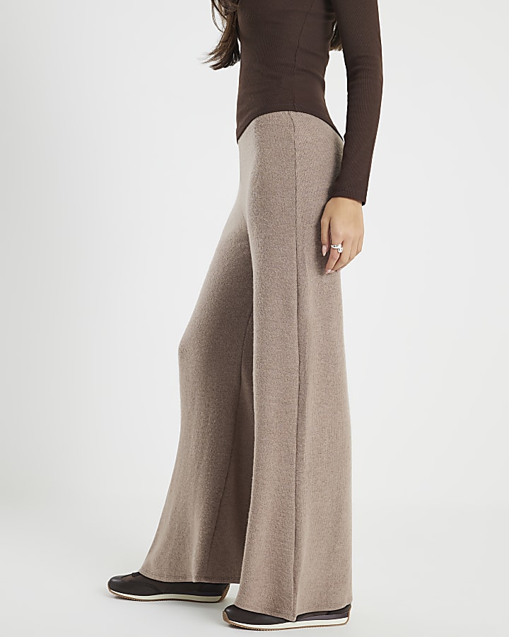 River Island Brown Cosy Wide Leg Trousers
