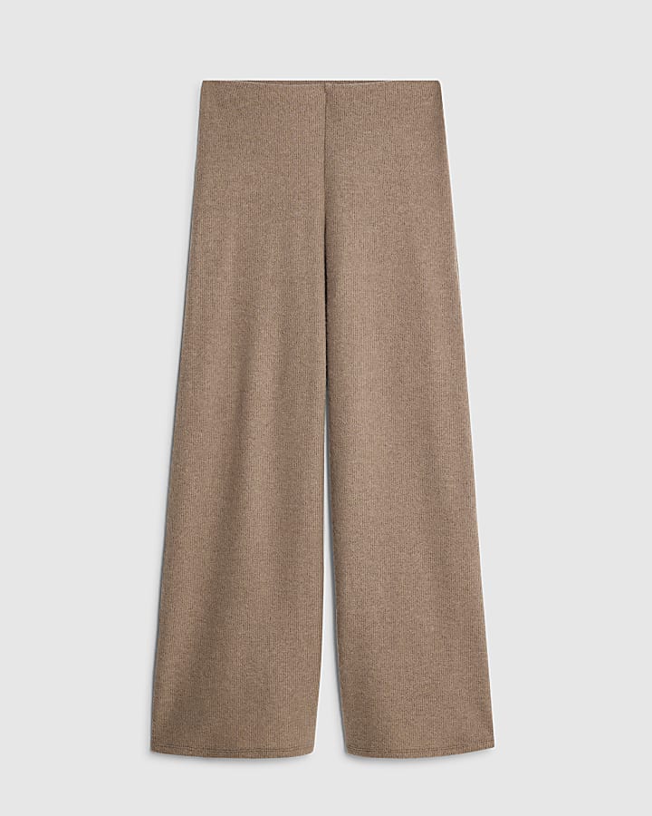 river island Brown Cosy Wide Leg Trousers