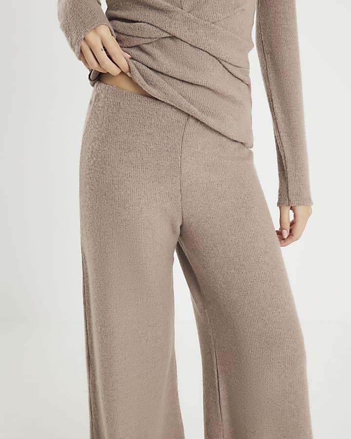 River Island Brown Cosy Wide Leg Trousers