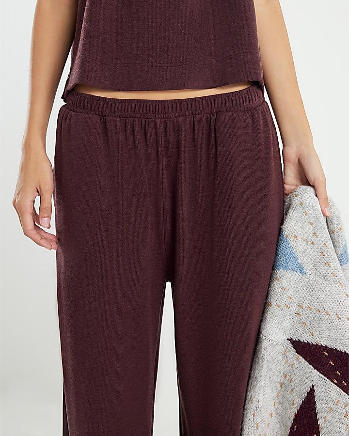 River Island Brown Cosy Wide Leg Trousers