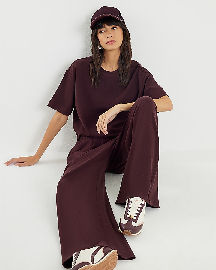 River Island Brown Cosy Wide Leg Trousers