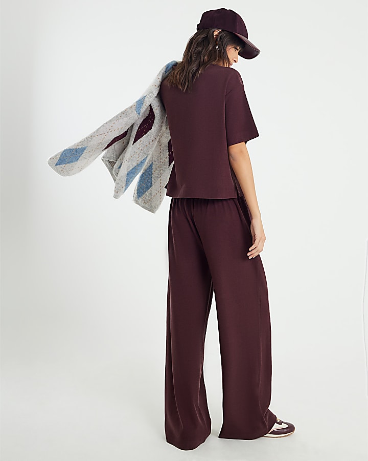 River Island Brown Cosy Wide Leg Trousers