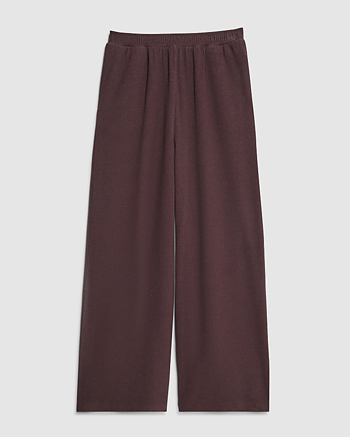 river island Brown Cosy Wide Leg Trousers