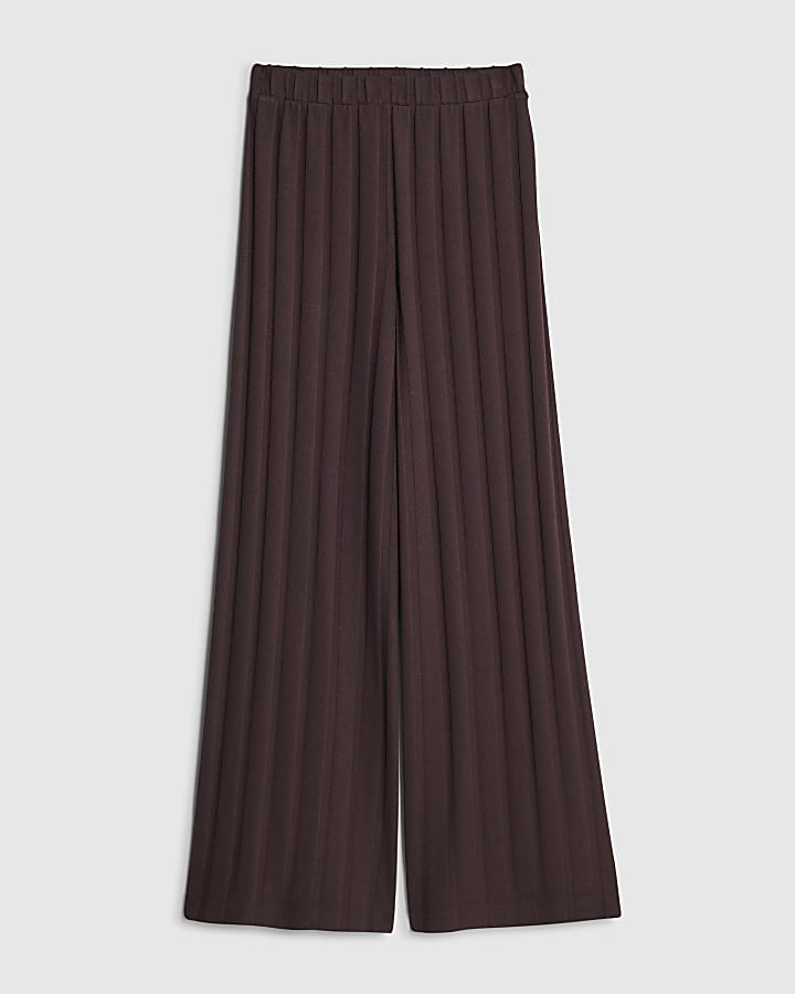 river island Brown Cosy Wide Ribbed Trousers