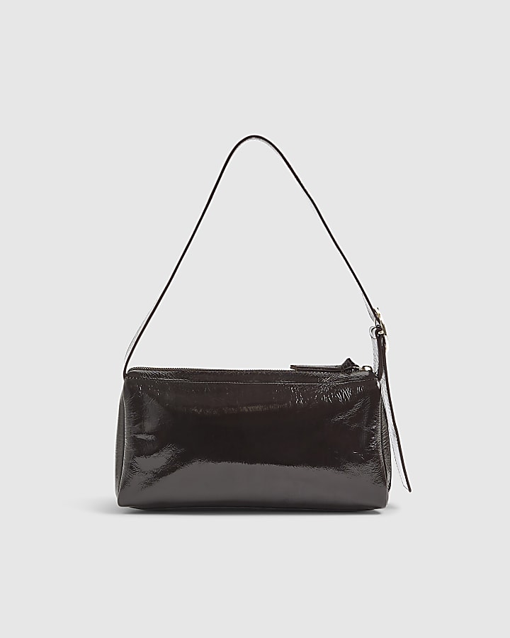 River Island Brown Cracked Leather Shoulder Bag