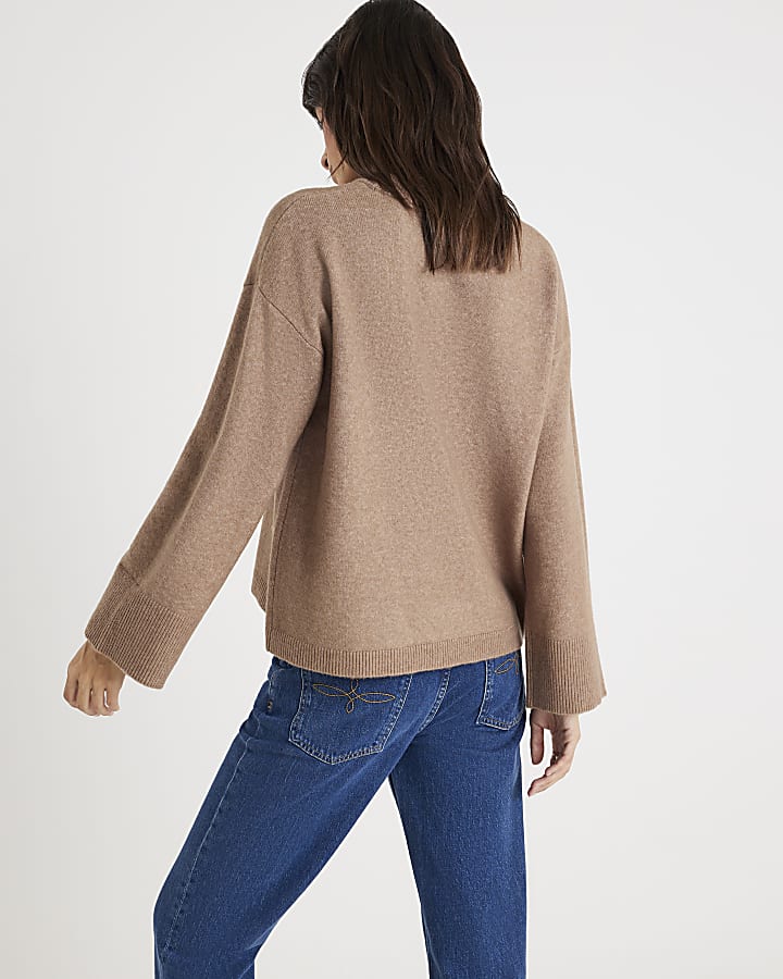 River Island Brown Crew Neck Knitted Jumper