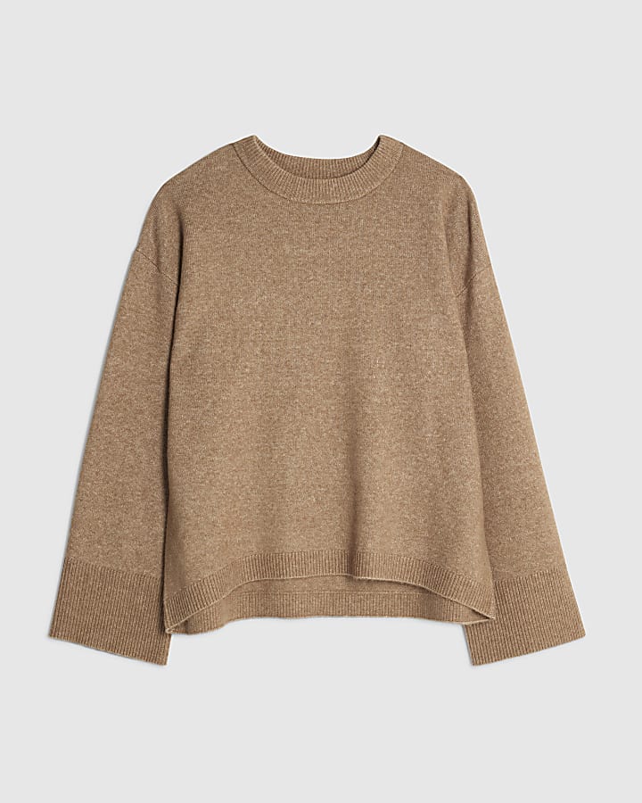 river island Brown Crew Neck Knitted Jumper