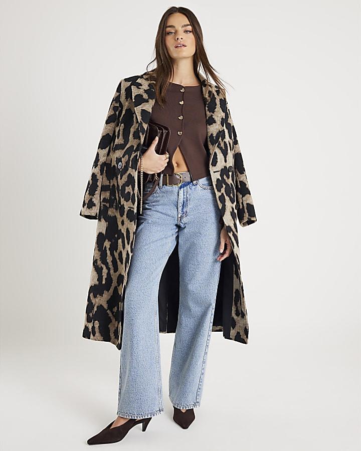 River Island Brown Cropped Heart Cardigan