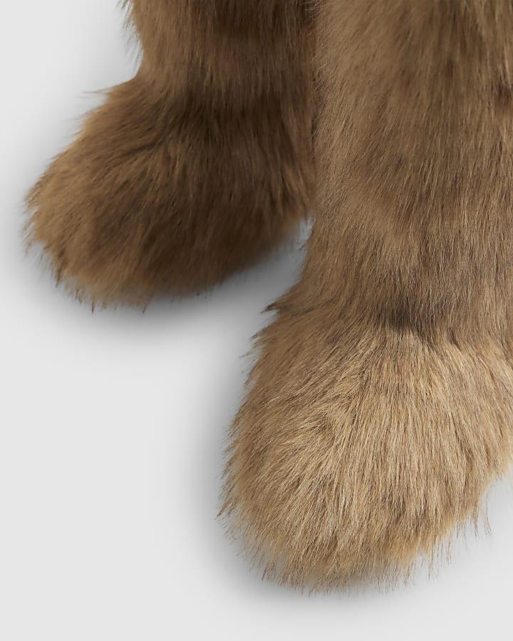 river island Brown Faux Fur Boots