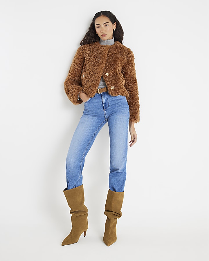 River Island Brown Faux Fur Trophy Jacket