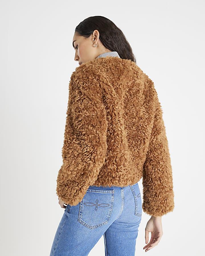 River Island Brown Faux Fur Trophy Jacket