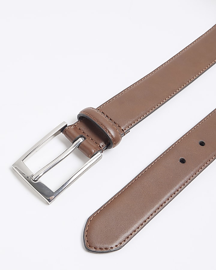 River Island Brown Faux Leather RI Belt