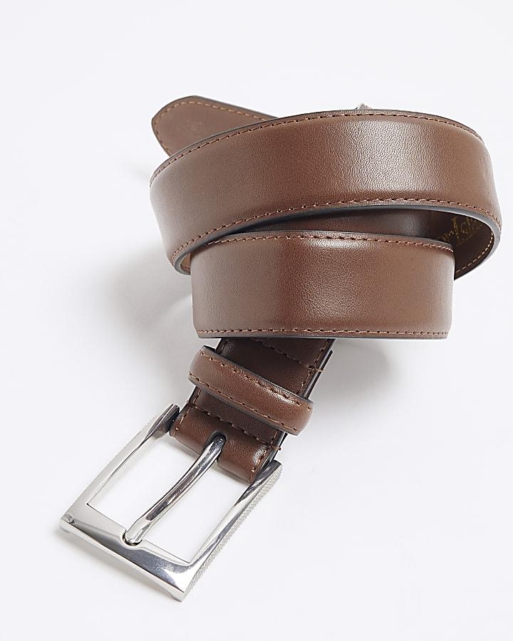 river island Brown Faux Leather RI Belt