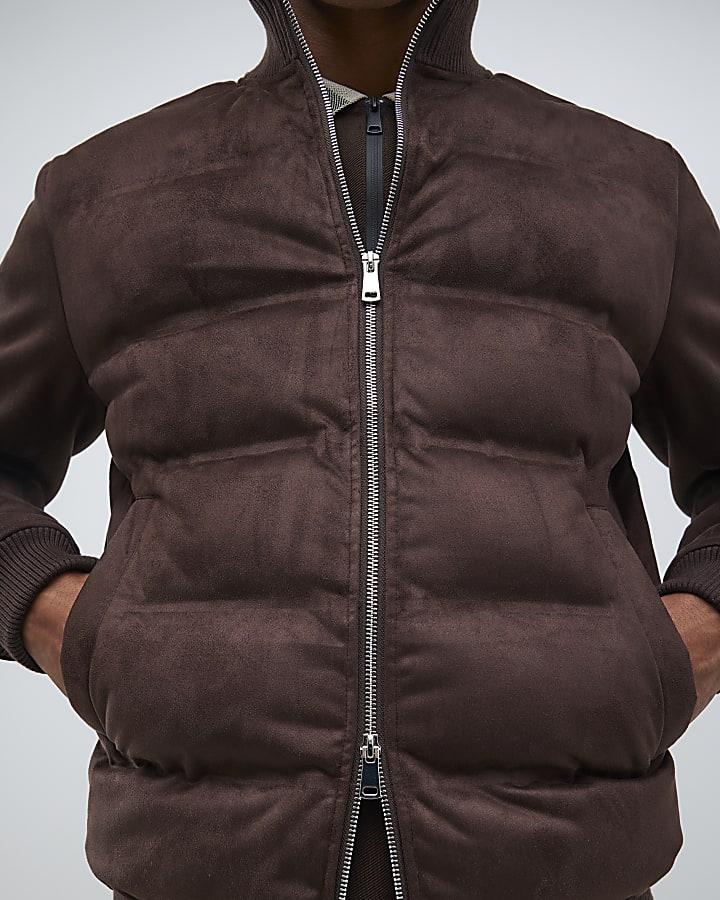 River Island Brown Faux Suede Hybrid Jacket