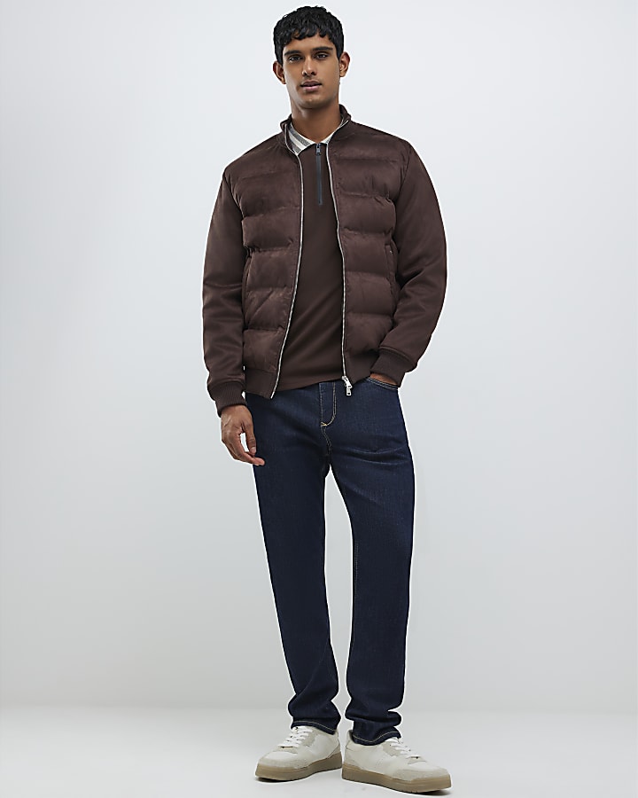 River Island Brown Faux Suede Hybrid Jacket