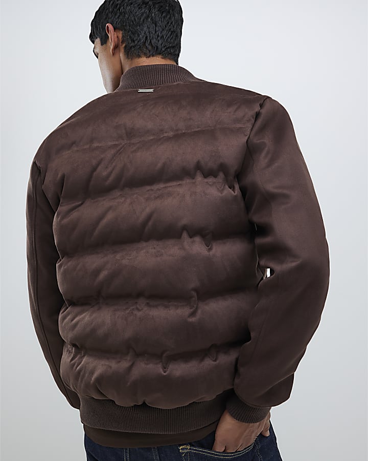 River Island Brown Faux Suede Hybrid Jacket