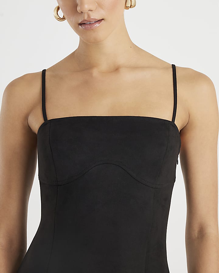 River Island Brown Faux Suede Strappy Midi Dress