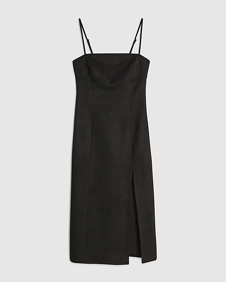 river island Brown Faux Suede Strappy Midi Dress