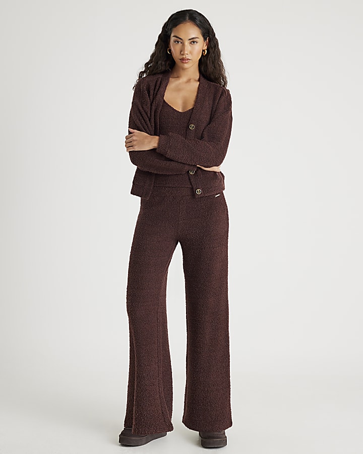 River Island Brown Fluffy Long Sleeve Cardigan