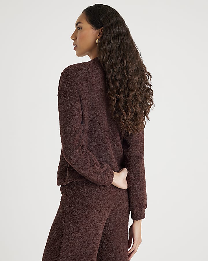 River Island Brown Fluffy Long Sleeve Cardigan