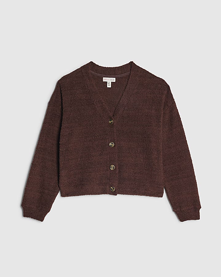 river island Brown Fluffy Long Sleeve Cardigan