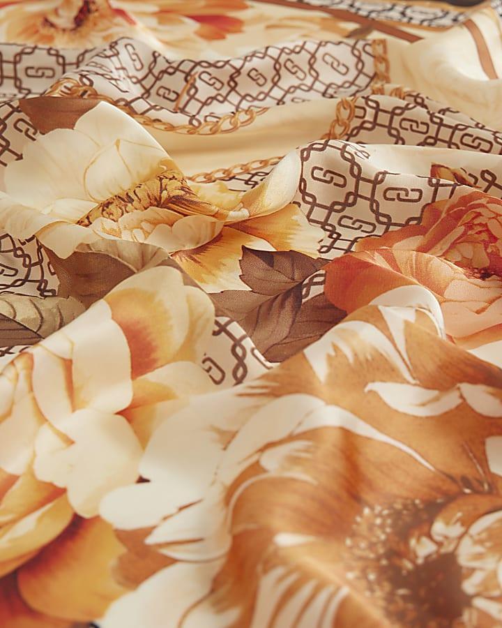 river island Brown Geometric Floral Neck Scarf