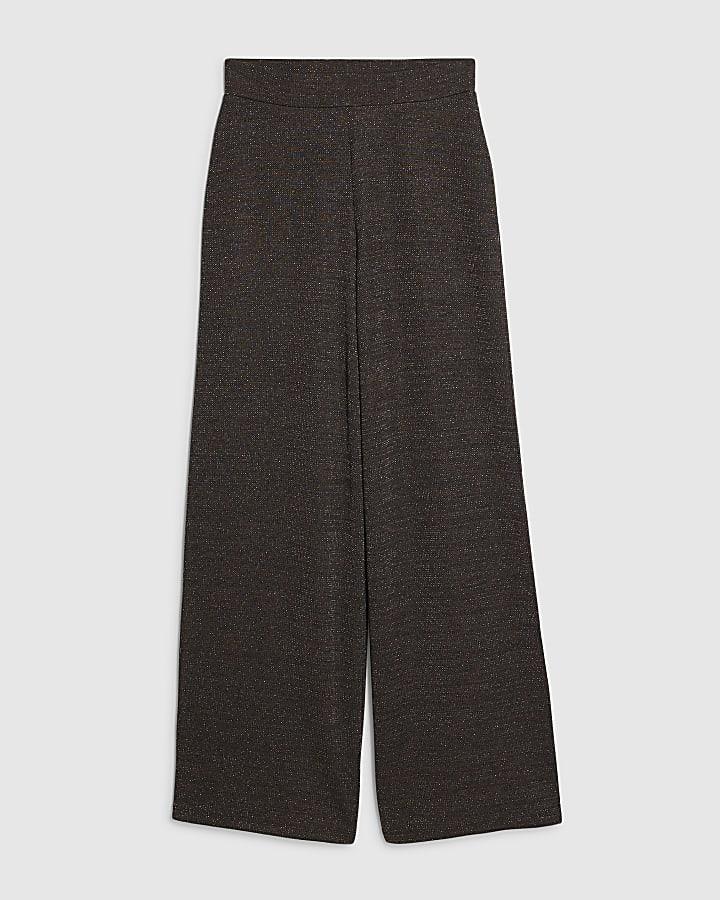 river island Brown Glitter Wide Leg Trousers