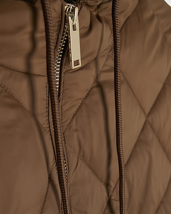 River Island Brown Hooded Puffer Cape