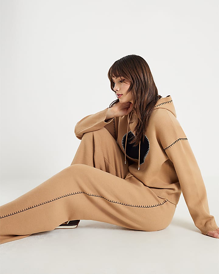 River Island Brown Knitted Heart Trousers