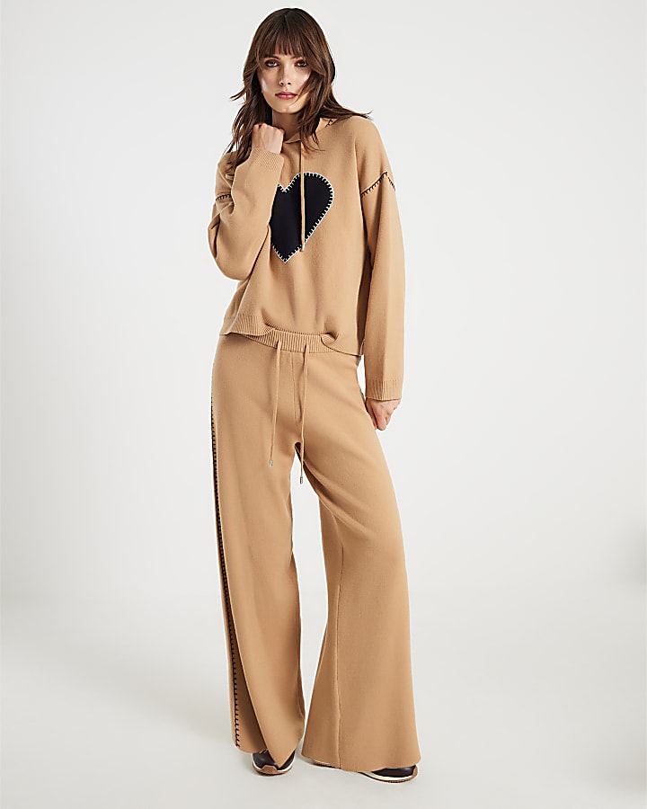 River Island Brown Knitted Heart Trousers