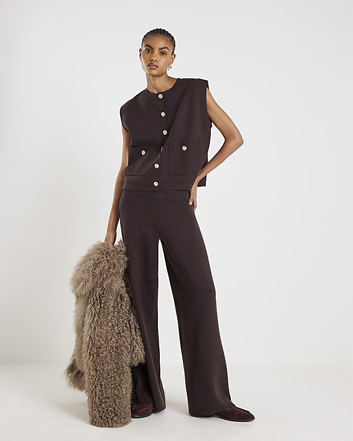 River Island Brown Knitted Waistcoat