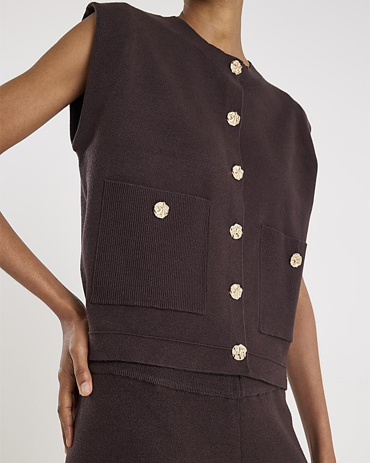 River Island Brown Knitted Waistcoat