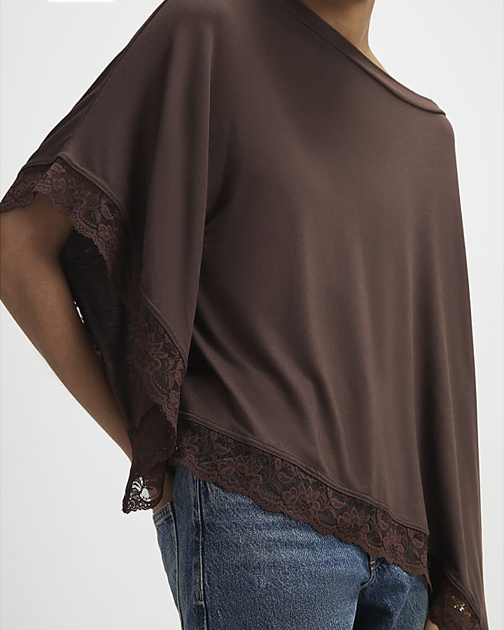 River Island Brown Lace Trim Cape