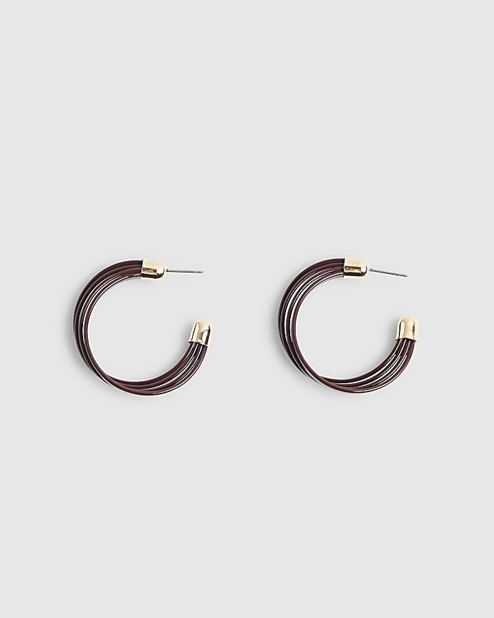 River Island Brown Layered Hoop Earrings