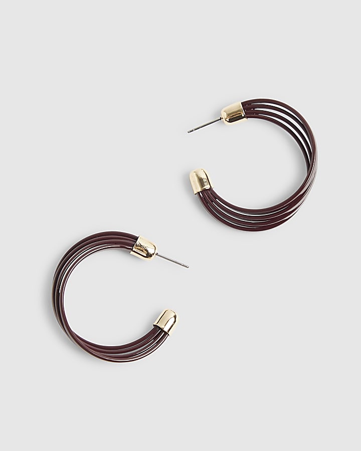 River Island Brown Layered Hoop Earrings