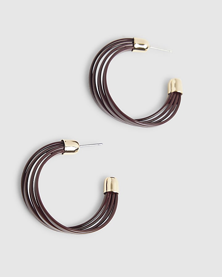river island Brown Layered Hoop Earrings