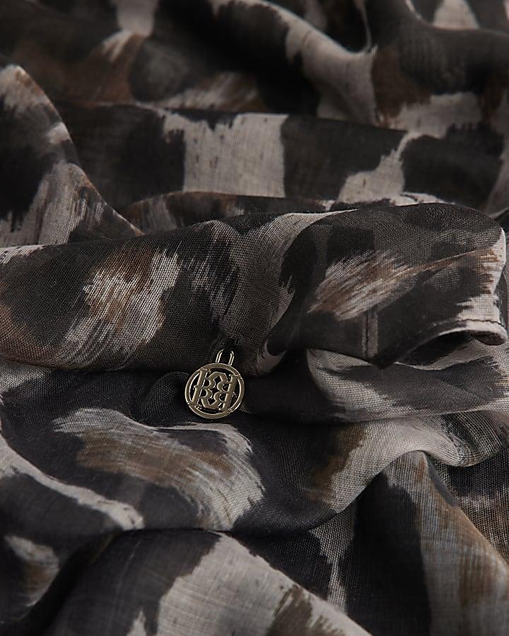 River Island Brown Leopard Print Scarf