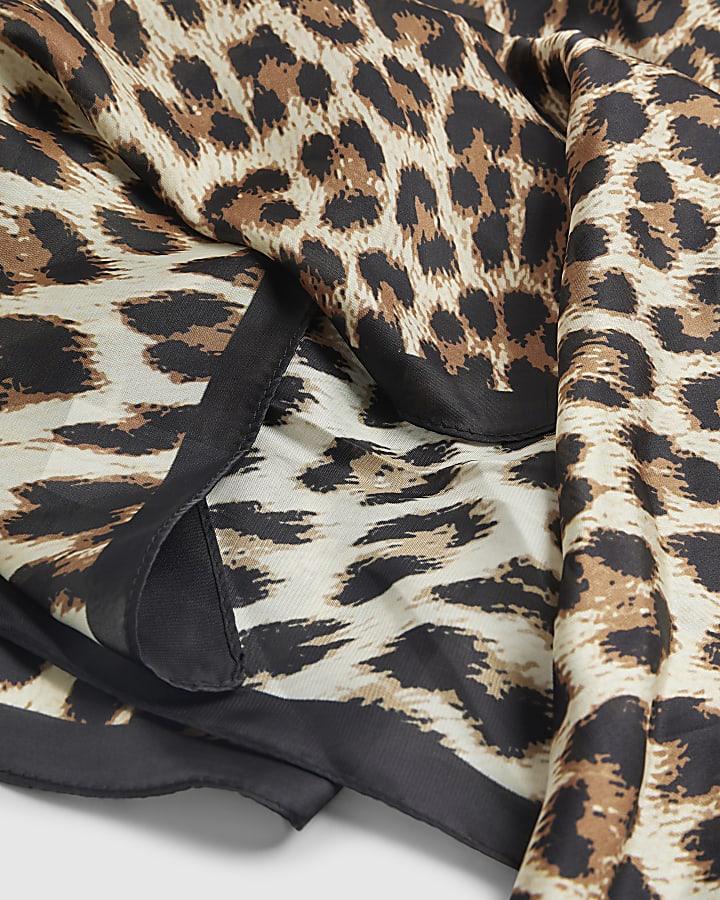 River Island Brown Leopard Print Scarf