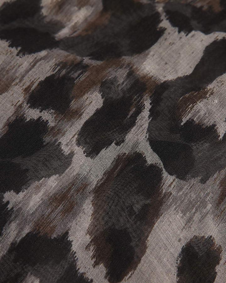 river island Brown Leopard Print Scarf