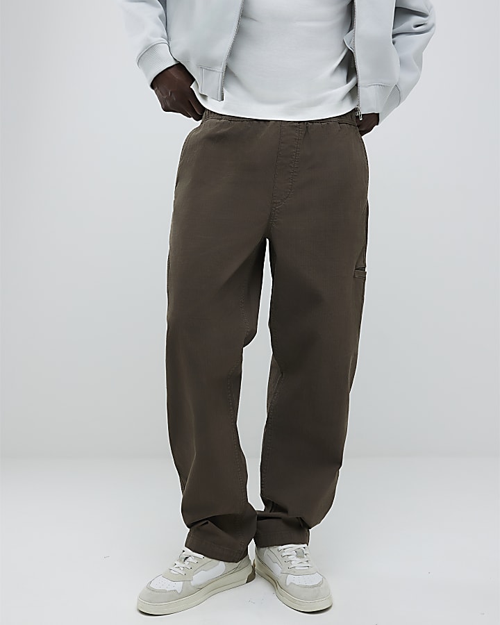 River Island Brown Loose Fit Pull On Trousers