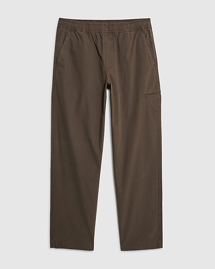 river island Brown Loose Fit Pull On Trousers