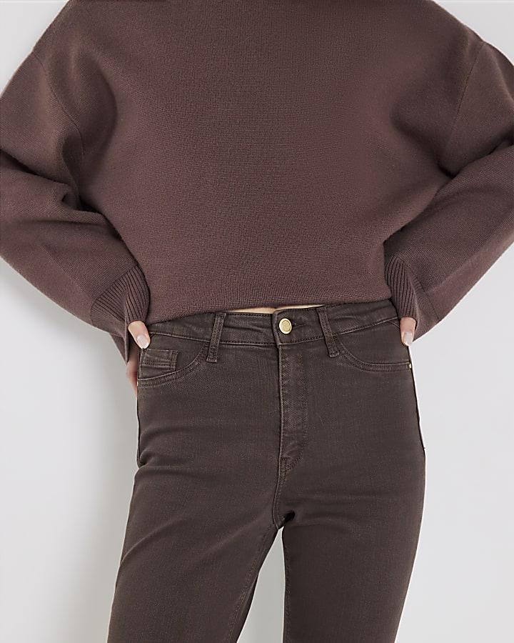River Island Brown Mid Rise Skinny Jeans