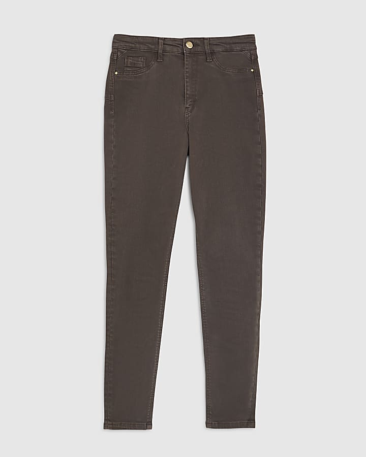 river island Brown Mid Rise Skinny Jeans