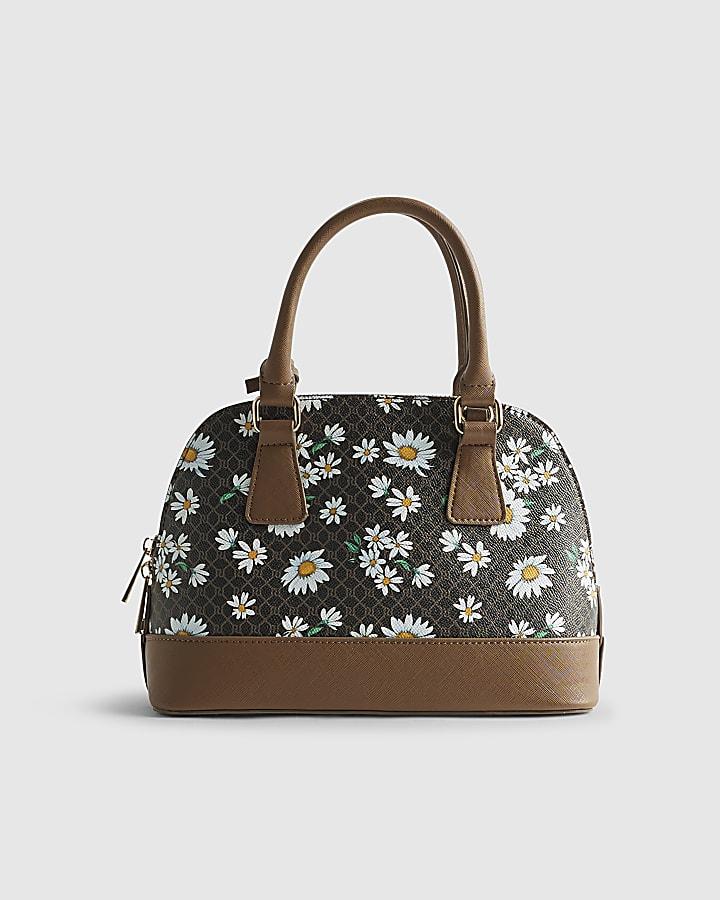 River Island Brown Monogram Daisy Tote Bag Bundle