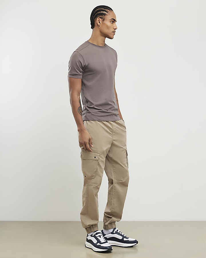 River Island Brown Muscle Fit T-Shirt