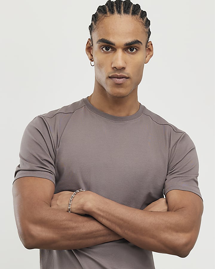 River Island Brown Muscle Fit T-Shirt