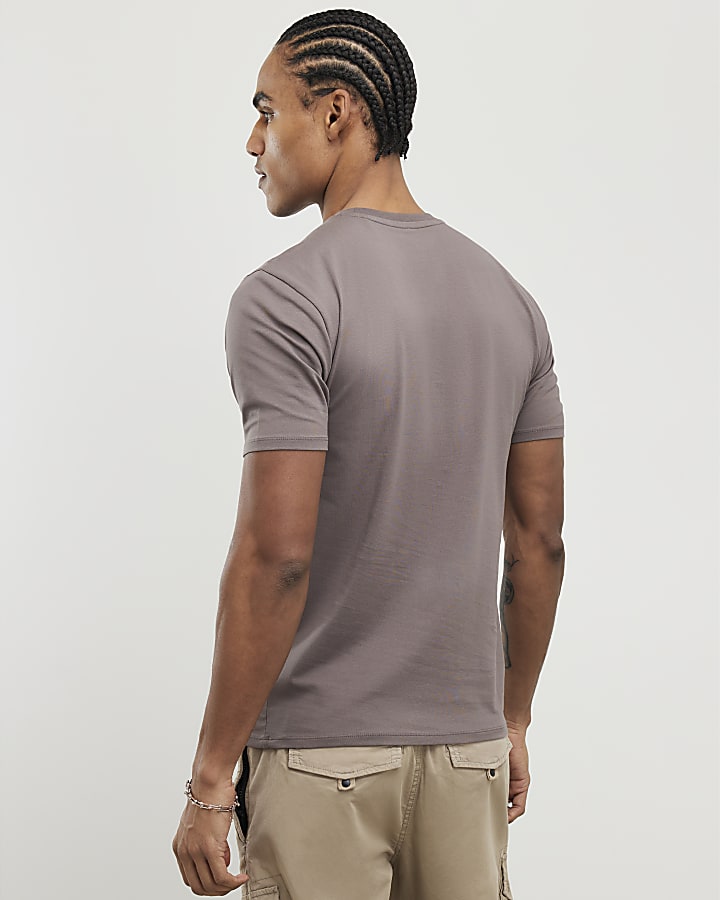 River Island Brown Muscle Fit T-Shirt