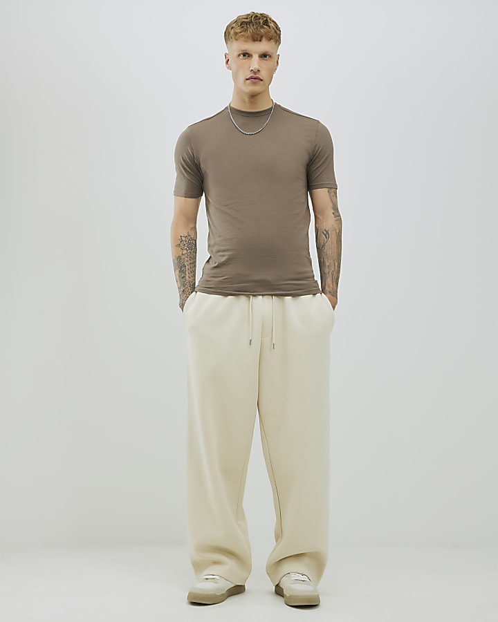 River Island Brown Muscle Fit T-Shirt