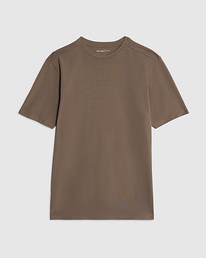 river island Brown Muscle Fit T-Shirt